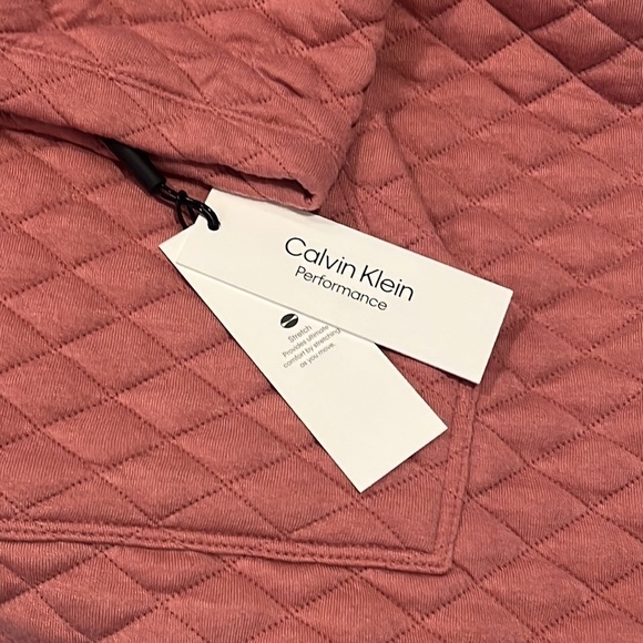 Calvin KLEIN Pink Quilted Long Drop Shoulder Pullover size Large - Picture 12 of 14